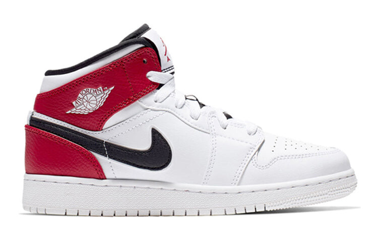 

Кроссовки Jordan 1 Mid White Black, Спортивно-красный