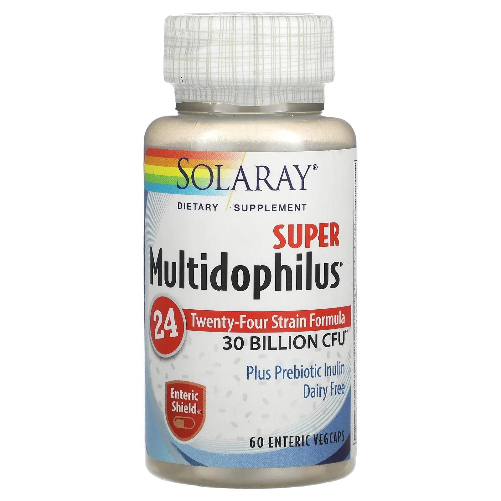 solaray super multidophilus 30 миллиардов кое 60 вегетарианских капсул с покрытием Solaray Super Multidophilus 30 миллиардов КОЕ 60 вегетарианских капсул с покрытием