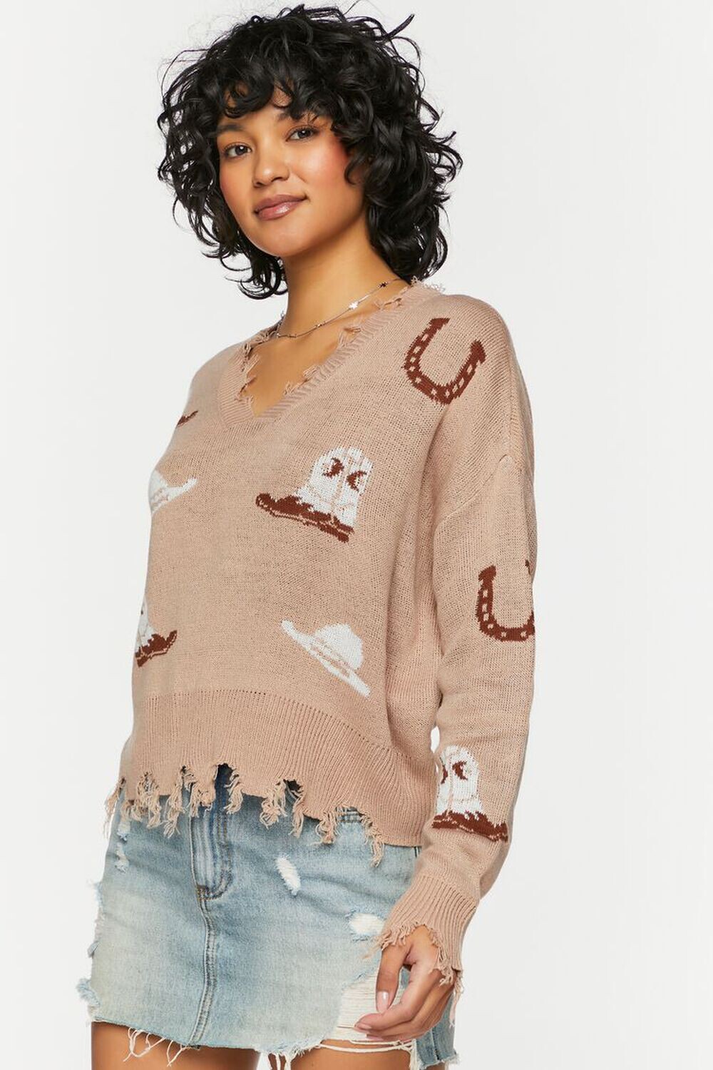 

Свитер с ковбойским рисунком Sharkbite Forever 21, коричневый