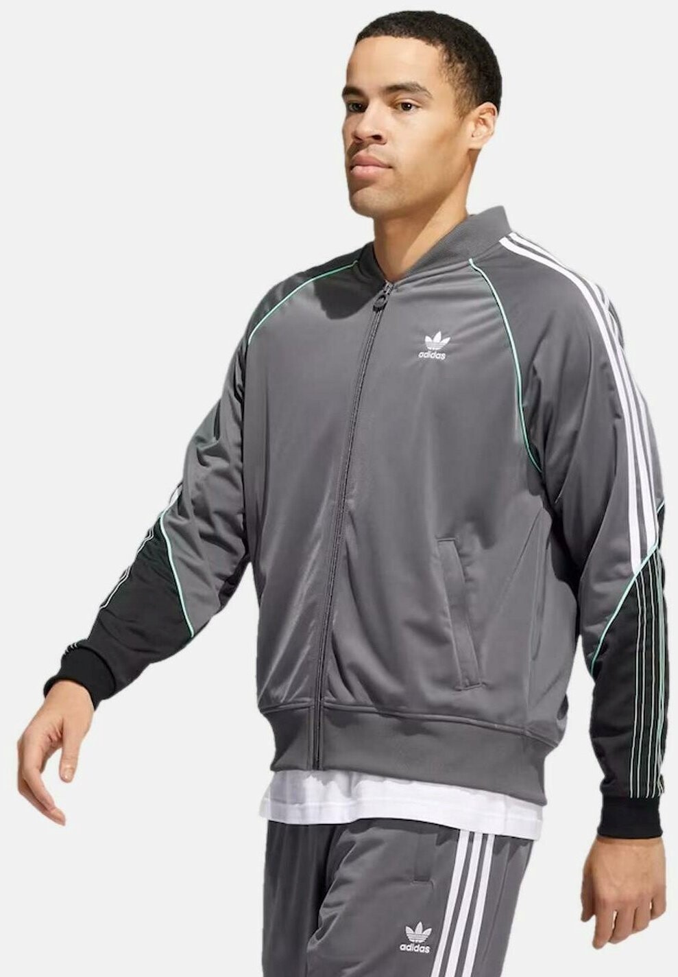 

Толстовка на молнии adidas Originals SST TT, серый пять черный белый