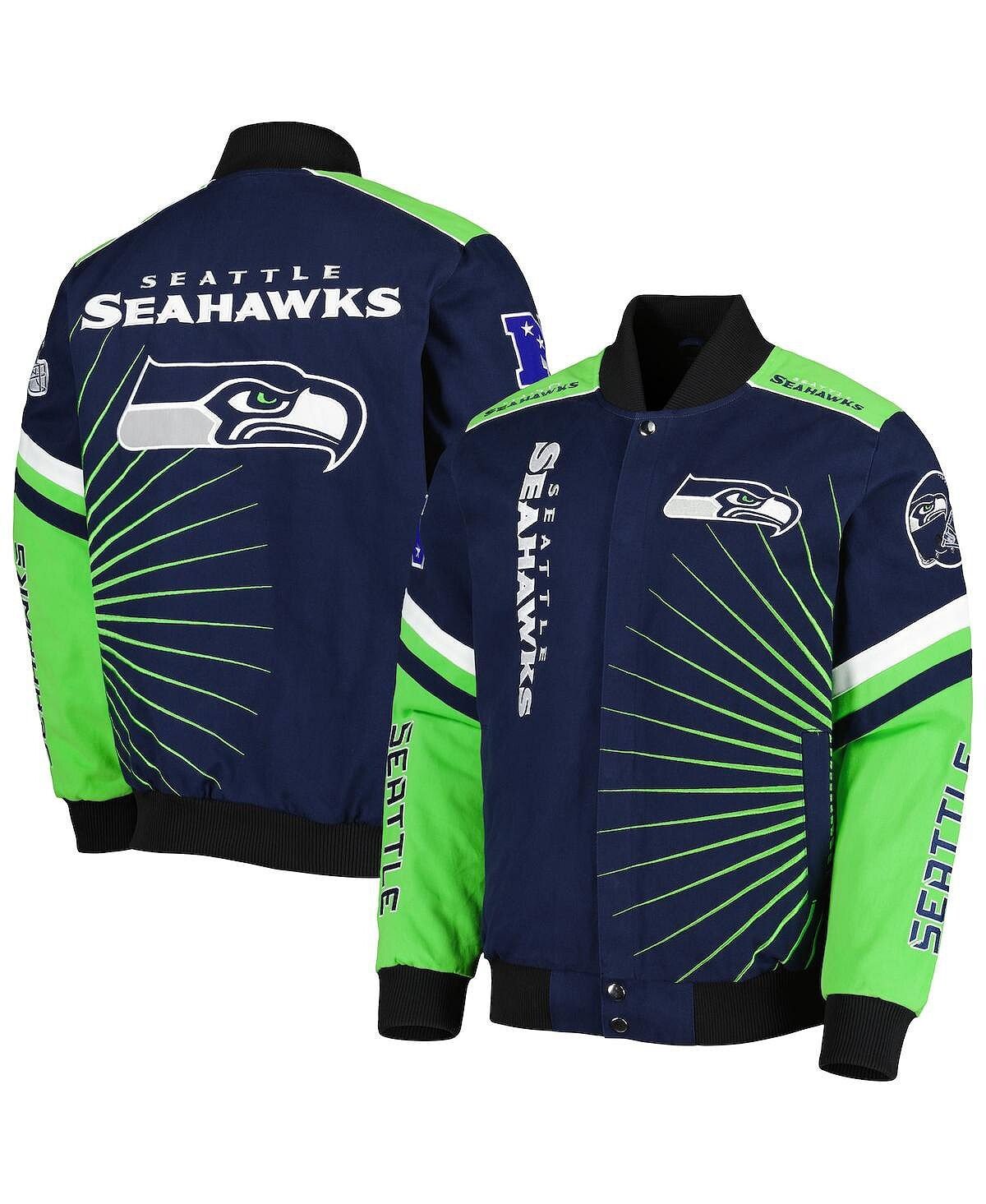 

Мужская темно-синяя университетская куртка с застежкой на пуговицы Seattle Seahawks Extreme Redzone G-III Sports by Carl Banks