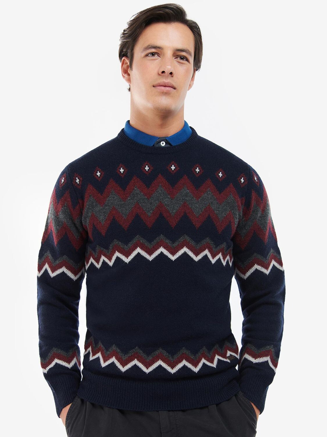 

Джемпер с круглым вырезом Barbour Regis Fair Isle, Темно-синий/Мульти