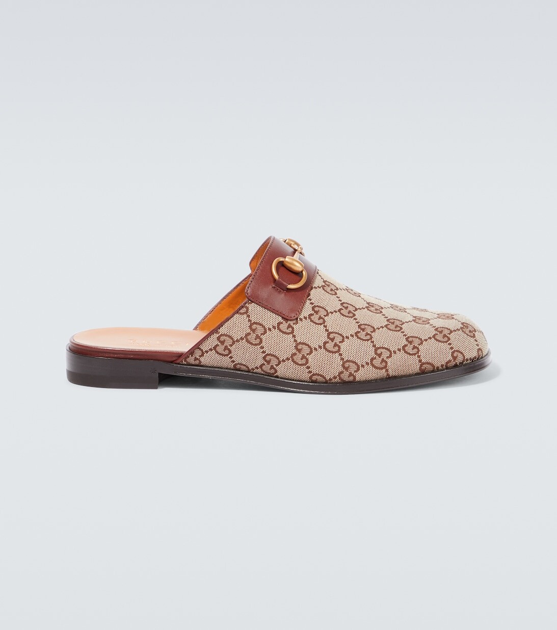 

Парусиновые тапочки Horsebit с узором GG Gucci, бежевый