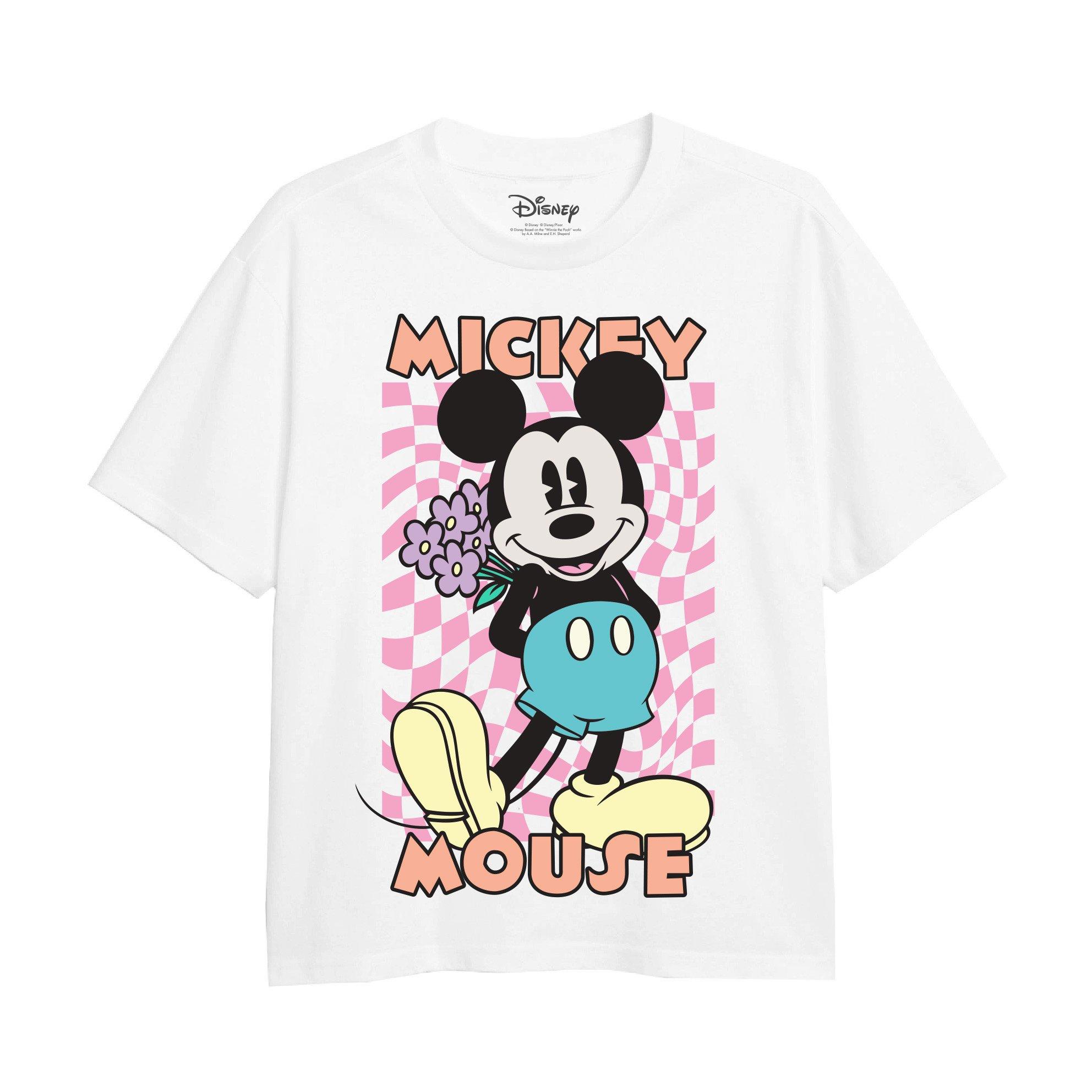 Футболка в клетку с Микки Маусом Disney, белый короткий пижамный комплект с минни маус disney мультиколор