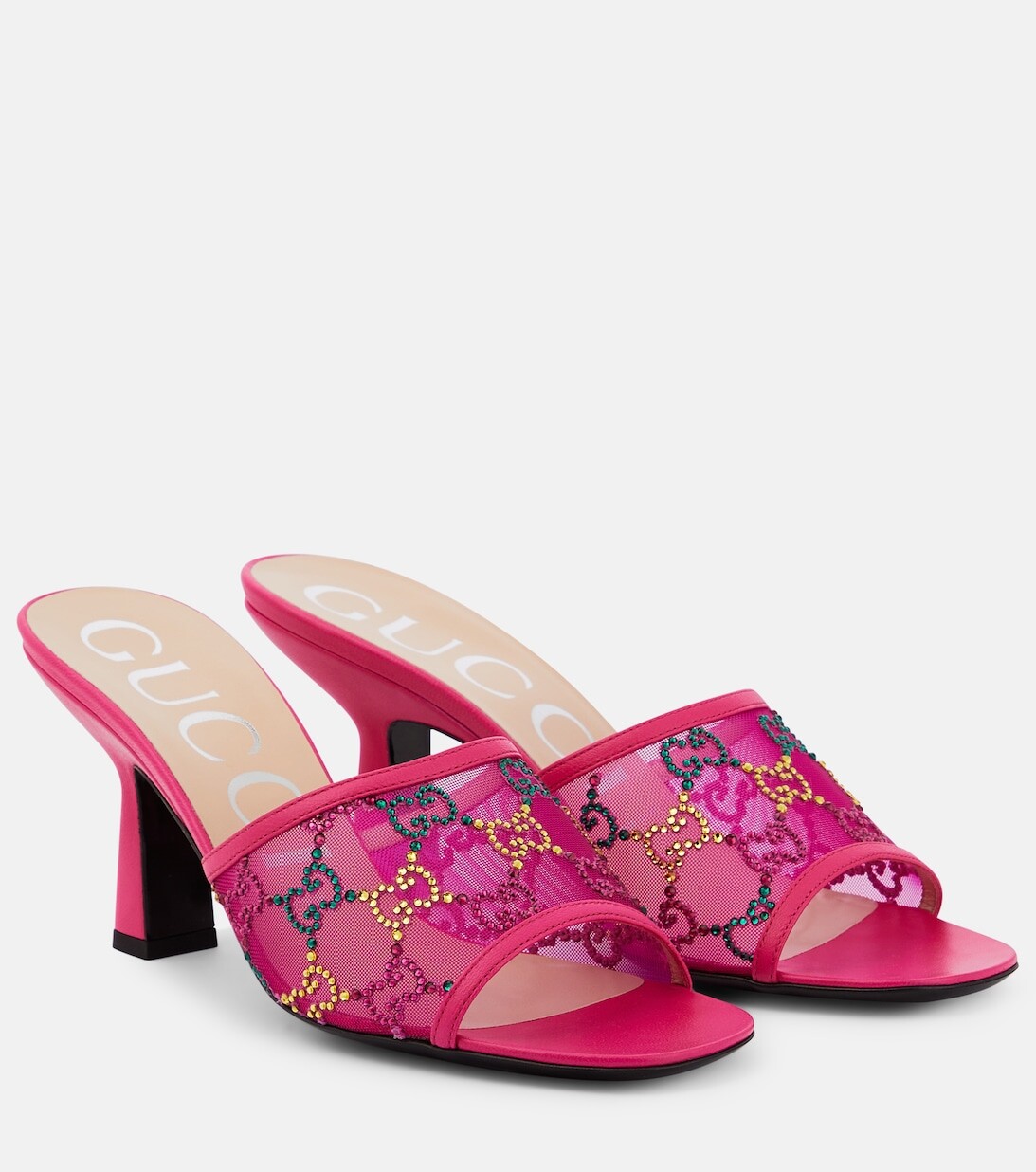

Сетчатые мюли с декором GG Gucci, розовый
