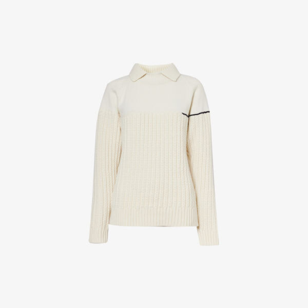

Шерстяной джемпер крупной вязки с воротником Victoria Beckham, цвет natural