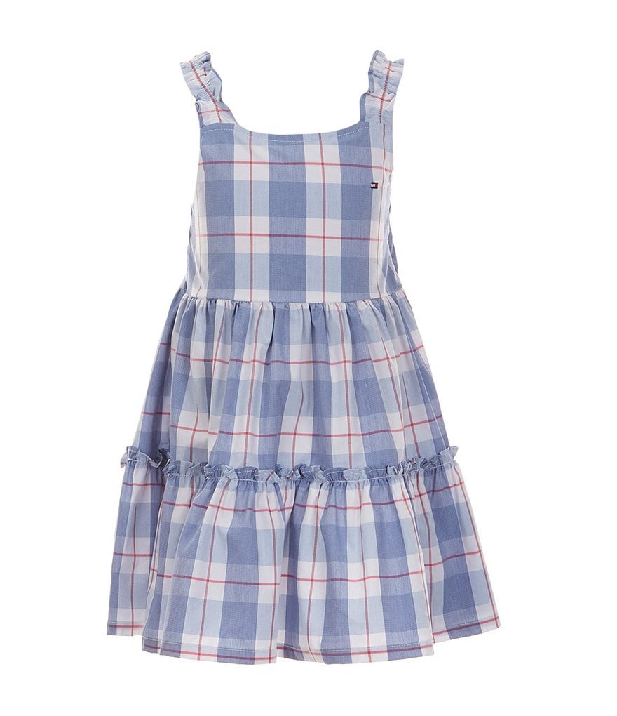 Платье в клетку Tommy Hilfiger Little Girls 2T-6X, синий