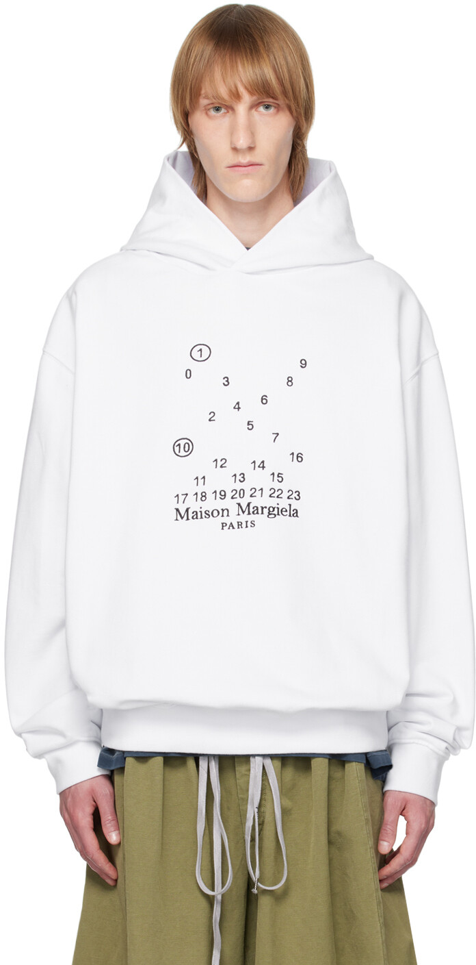 

Белый худи с вышивкой Maison Margiela