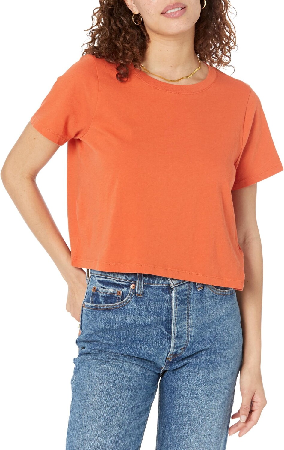 

Укороченная хлопковая футболка Softfade Madewell, цвет Copperwashed Orange