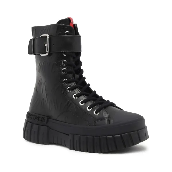 

Кожаные ботильоны snakerd.gomma55 vit.st.logo Love Moschino, черный