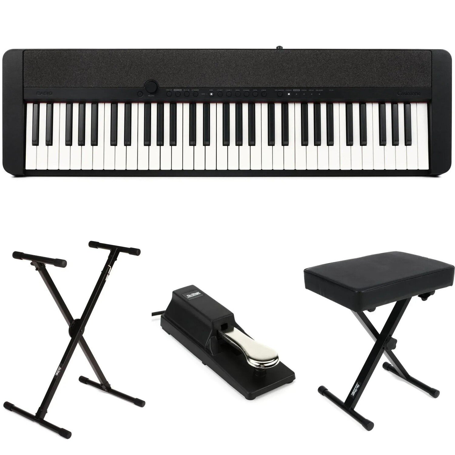 

Комплект портативной портативной клавиатуры Casio CT-S1 с 61 клавишей — черный