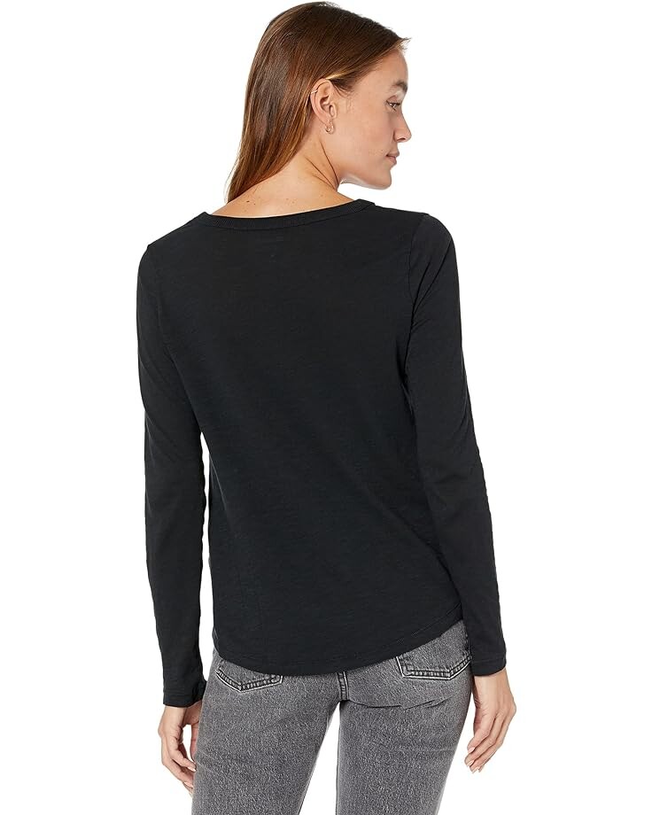 

Футболка Madewell Whisper Cotton Rib-Crewneck Long-Sleeve Tee, реальный черный
