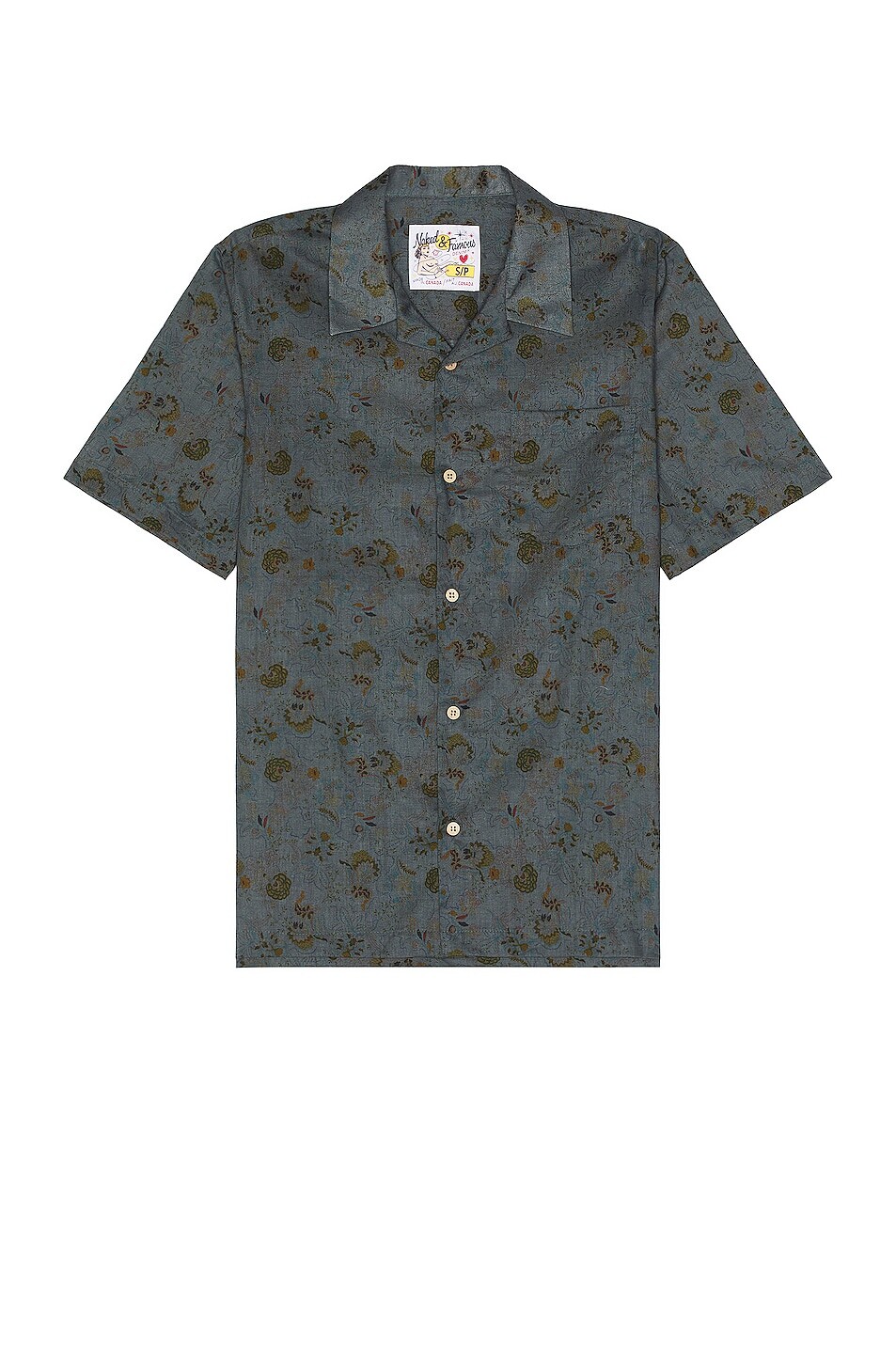 

Рубашка Naked & Famous Denim Flora Sketches Aloha, цвет Grey Blue