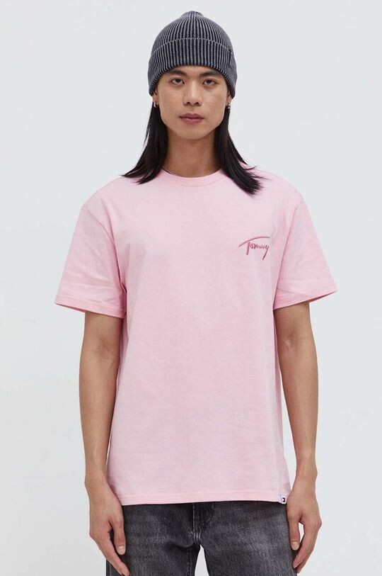 

Хлопковая футболка Tommy Jeans, розовый