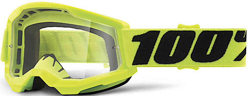 100% молодежные очки для мотокросса Strata 2 Essential 1, неоново-желтый фото