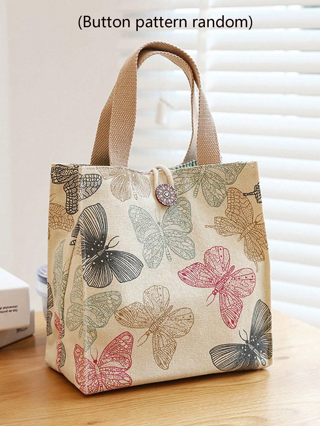Квадратная сумка с узором бабочки из полиэстера со случайным узором на пуговицах, многоцветный цена и фото