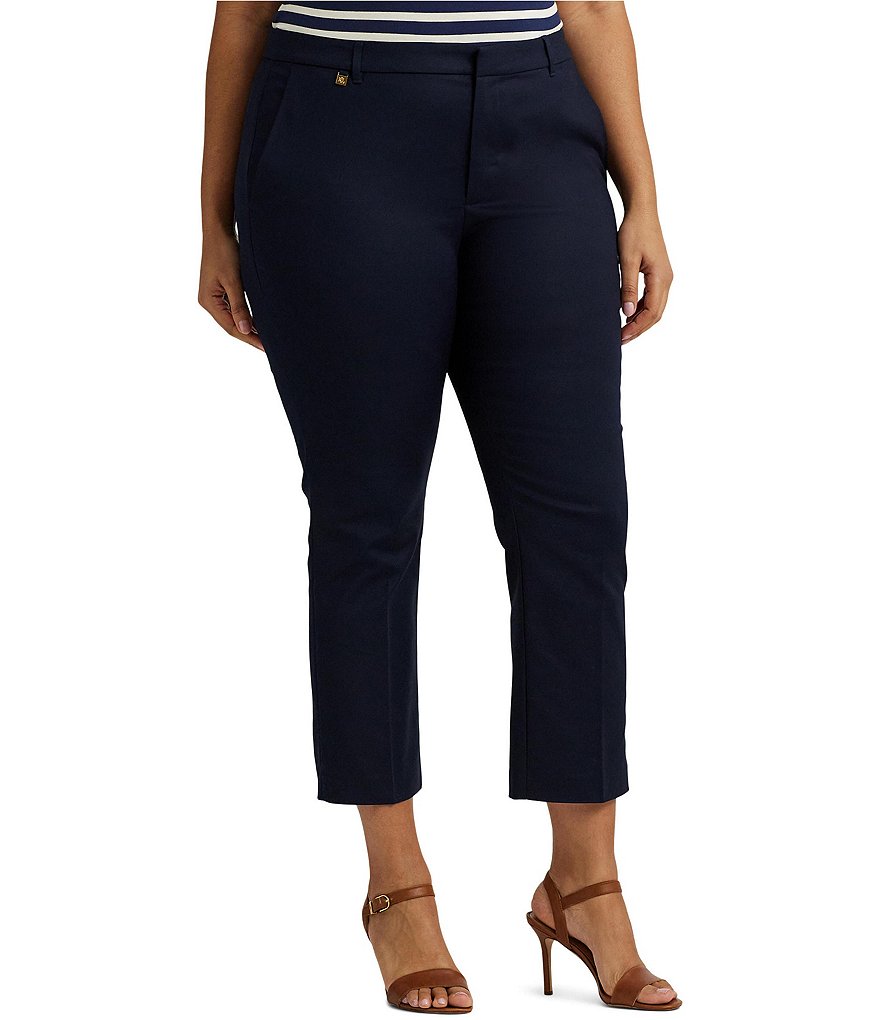 Lauren Ralph Lauren Укороченные брюки больших размеров из эластичного хлопка, синий