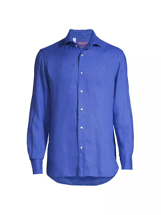 

Льняная спортивная рубашка Aston Ralph Lauren Purple Label, синий