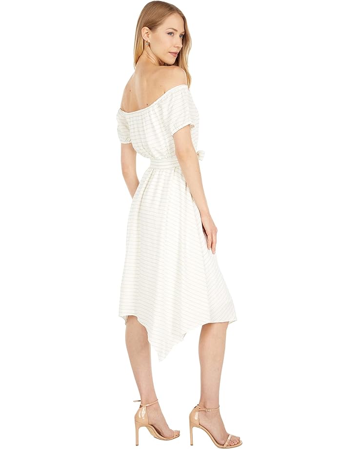 Платье BCBGMAXAZRIA Off-the-Shoulder Stripe Dress, цвет Off-White Combo litem combo cabinet white
