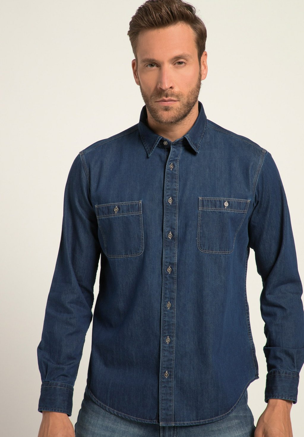 Рубашка LANGARM KENTKRAGEN MODERN FIT BIS 8 XL JP1880, цвет blue denim