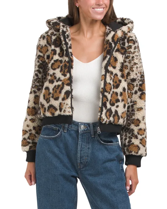 

Бомбер Тедди с леопардовым принтом Cloth & Stone, цвет Leopard