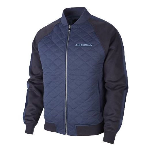 Куртка Air Jordan Colorblock Sports Training Stand Collar Casual Jacket Navy Blue, синий