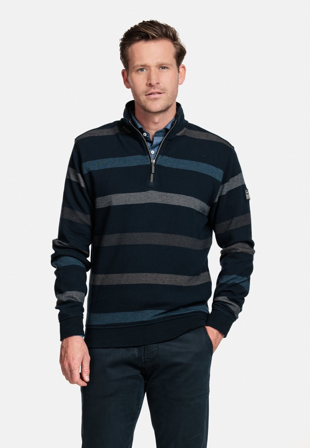 

Толстовка LANGE MOUW REGULAR FIT OPSTAANDE KRAAG STREEP Baileys, цвет rad blue