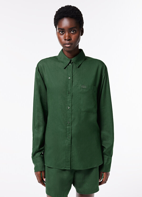 

Женская зеленая рубашка оверсайз Lacoste