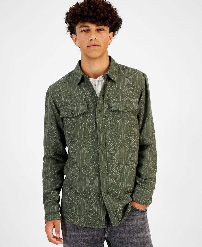 

Мужская фланелевая рубашка Henry Jacquard Geo Sun + Stone, зеленый