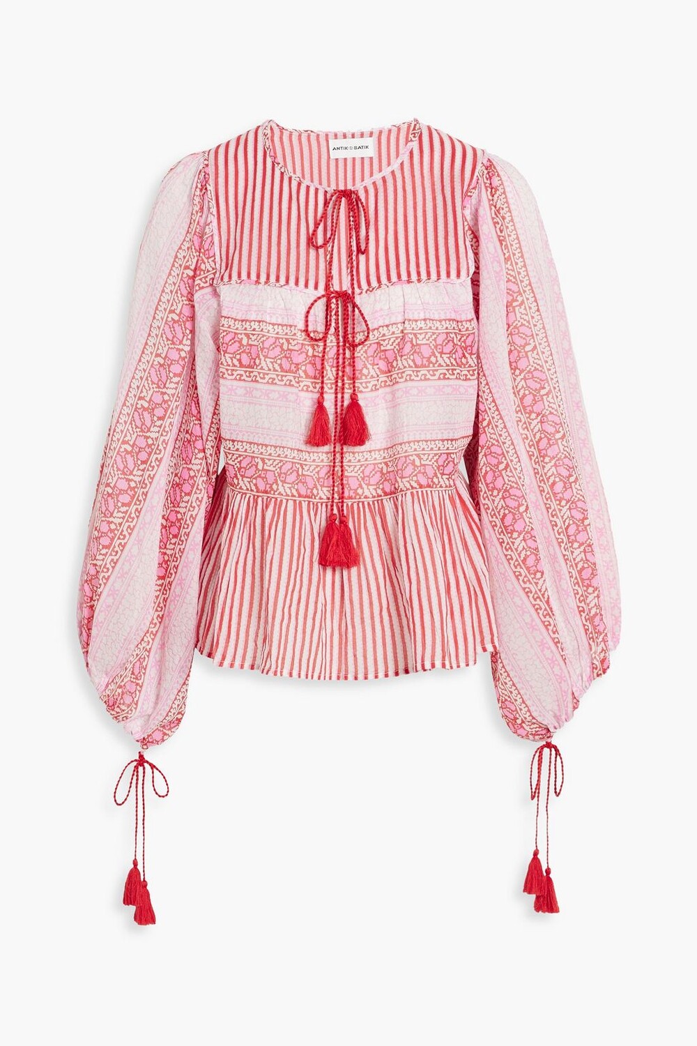 

Топ Amelie из хлопковой вуали с принтом и кисточками ANTIK BATIK, розовый