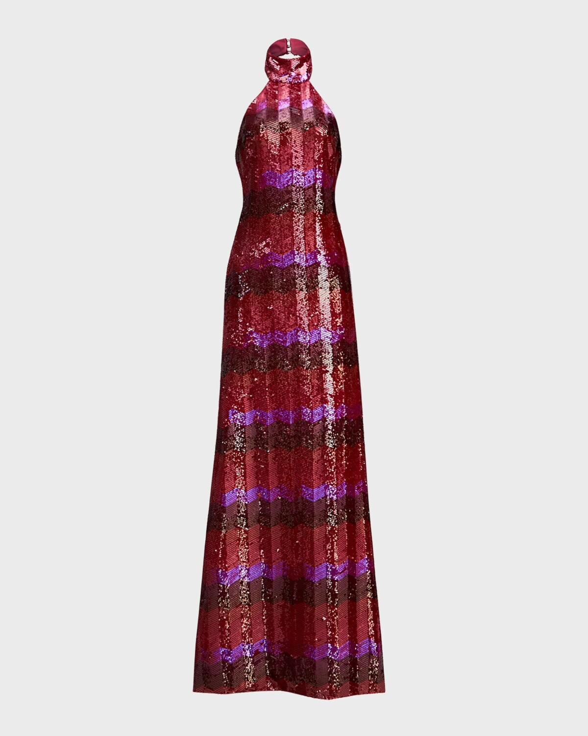 

Платье с бретелью на шее и пайетками Eira Chevron Halston, цвет Red Chevron