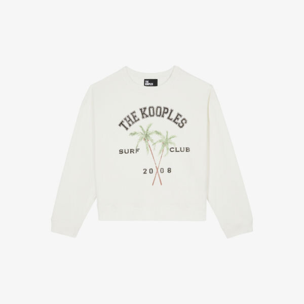 

Хлопковая толстовка с короткими рукавами и графическим принтом The Kooples, экрю