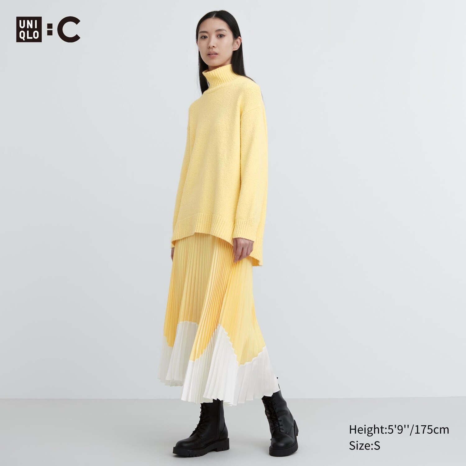 

Плиссированная юбка с цветовыми блоками Uniqlo, желтый