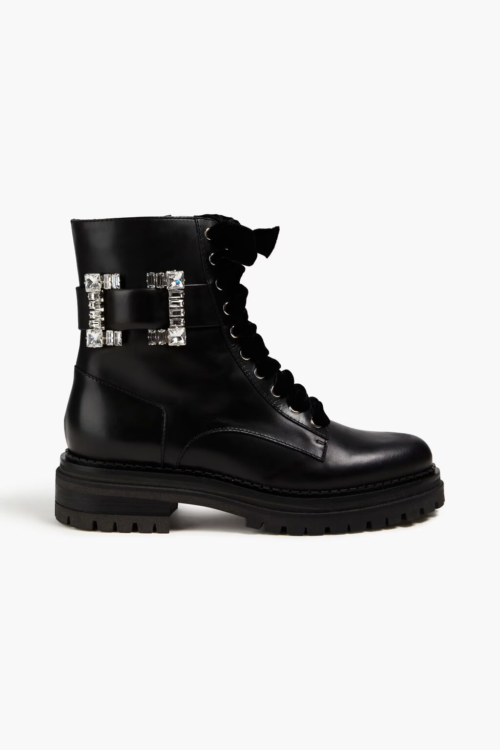 

Кожаные армейские ботинки с кристаллами Sergio Rossi, черный
