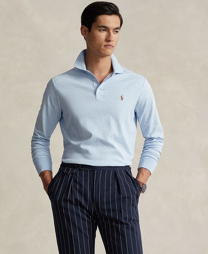 

Мужская рубашка-поло классического кроя из мягкого хлопка Polo Ralph Lauren, цвет Elite Blue Heather