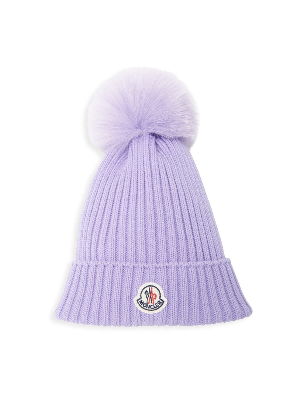 

Вязаная в рубчик шерстяная шапка с помпонами Moncler, фиолетовый