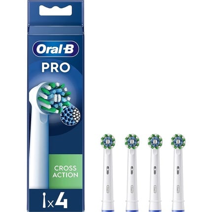 

Электрическая зубная щетка Oral-B Pro Cross Action, Х-образная насадка и скошенные щетинки, набор из 4 шт., белый цвет