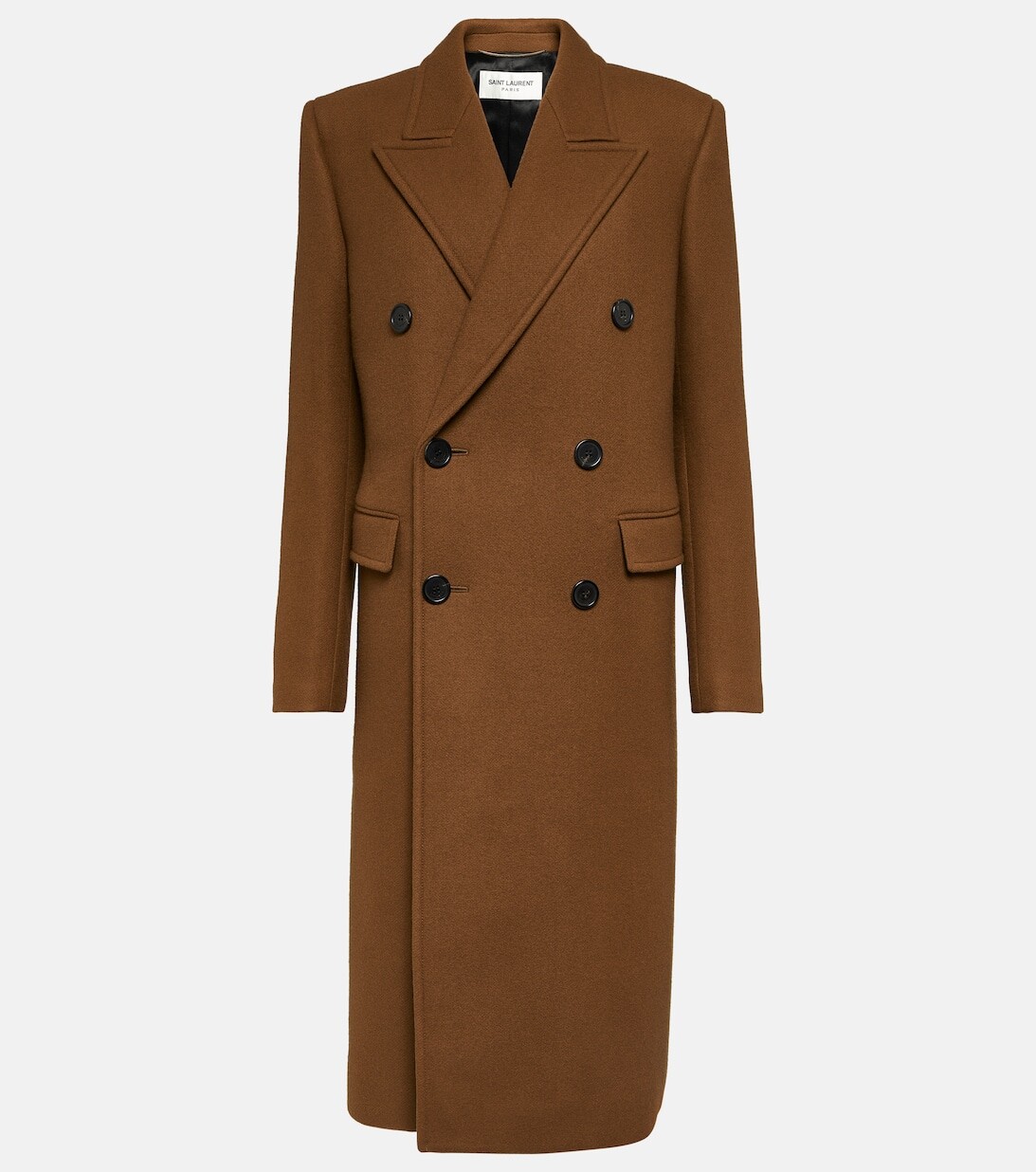 

Пальто из смесового шерстяного габардина SAINT LAURENT, бежевый