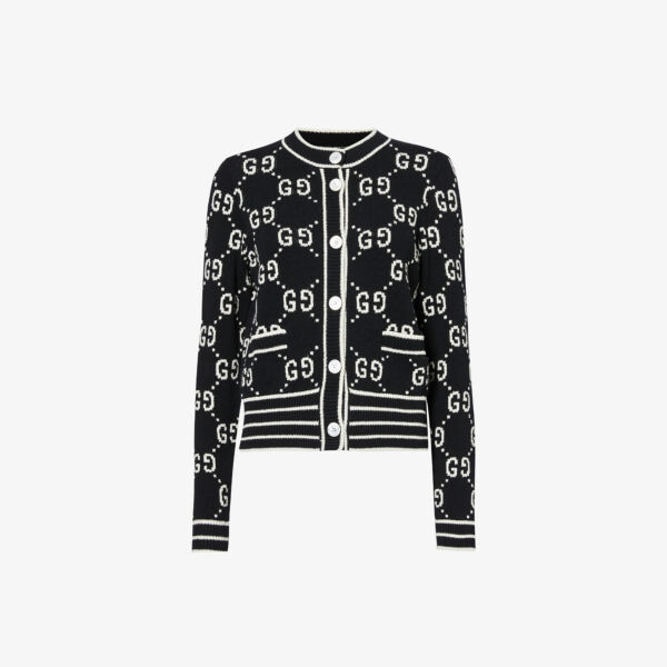 

Кардиган из смесового хлопка с узором монограммы Gucci, черный