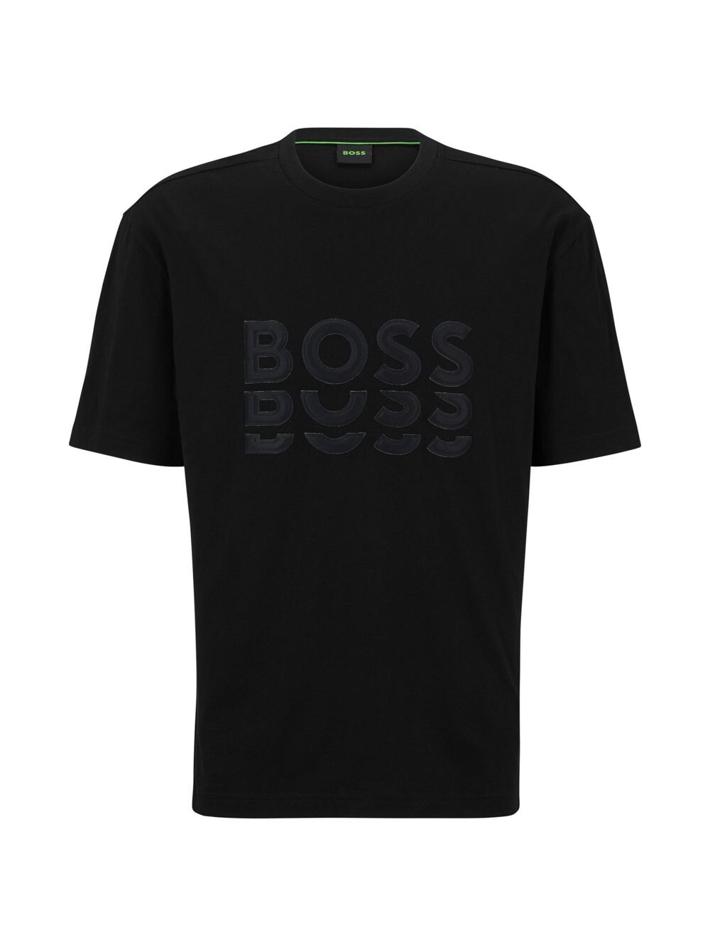 

Футболка стандартного кроя из хлопкового джерси с логотипами в тон BOSS, черный