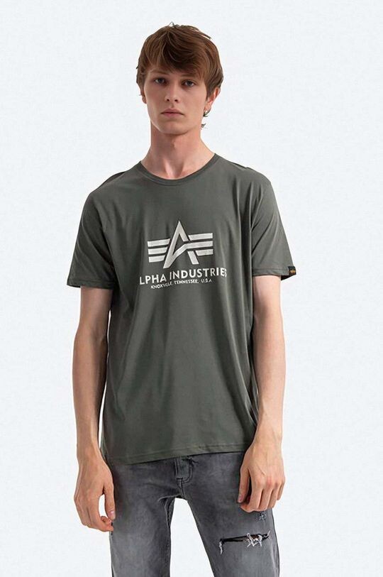

Хлопковая футболка Базовая футболка Alpha Industries, зеленый