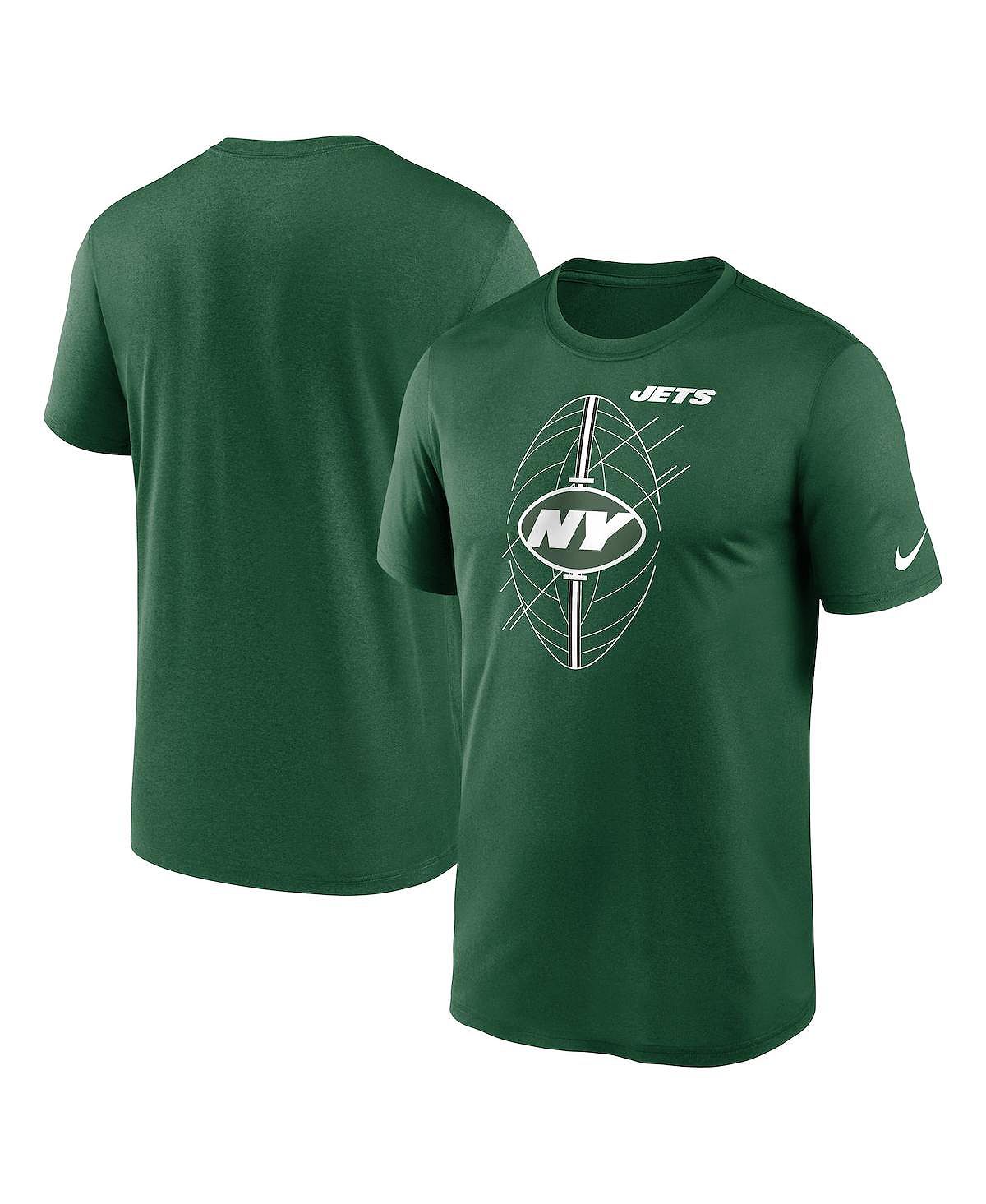 Мужская зеленая футболка New York Jets Legend Icon Performance Nike мужская футболка rj barrett grey new york knicks icon performance nike серый