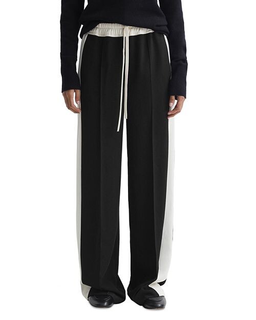

Широкие брюки Petites May с полосками по бокам REISS, цвет Black