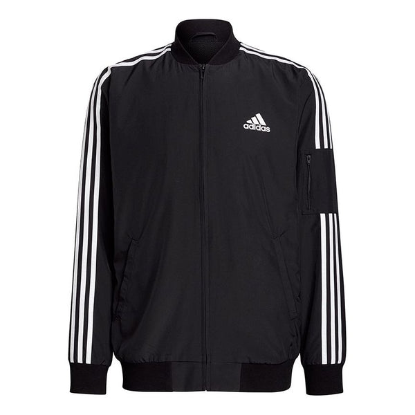 Куртка adidas M 3s Bomber Jkt Contrasting Colors Stripe Sports Logo Casual Jacket Black, черный