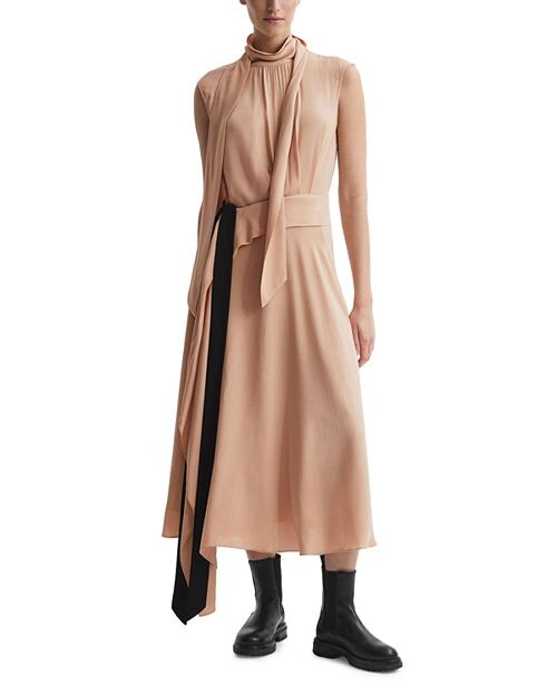 

Платье миди Harriet с завязками по бокам REISS, цвет Tan/Beige