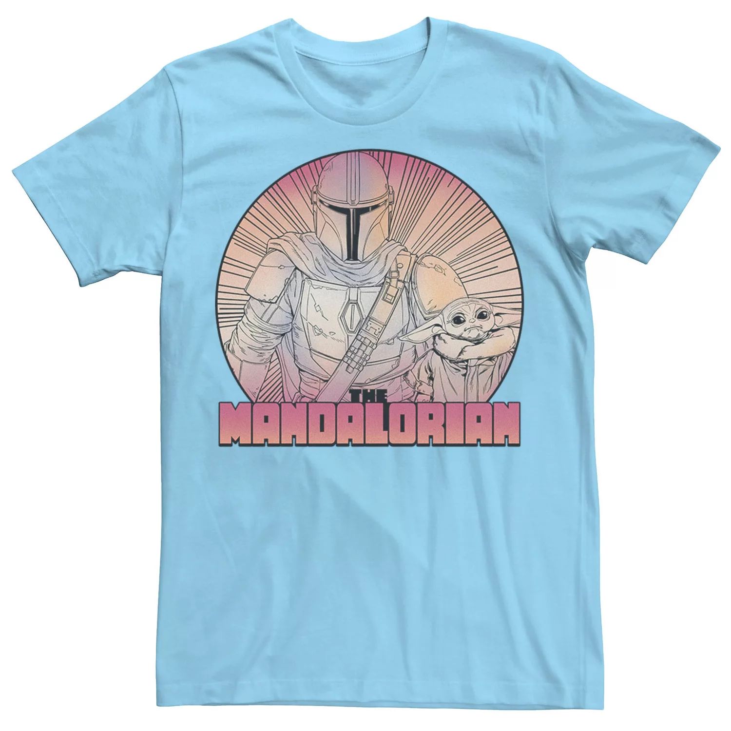 sandokey galaxy star light Мужская футболка с градиентными линиями и изображением Мандалорца «Звездные войны» Star Wars, светло-синий