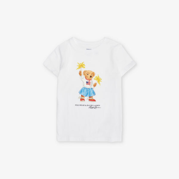 

Футболка из хлопкового джерси с круглым вырезом и фирменным принтом Polo Ralph Lauren, белый