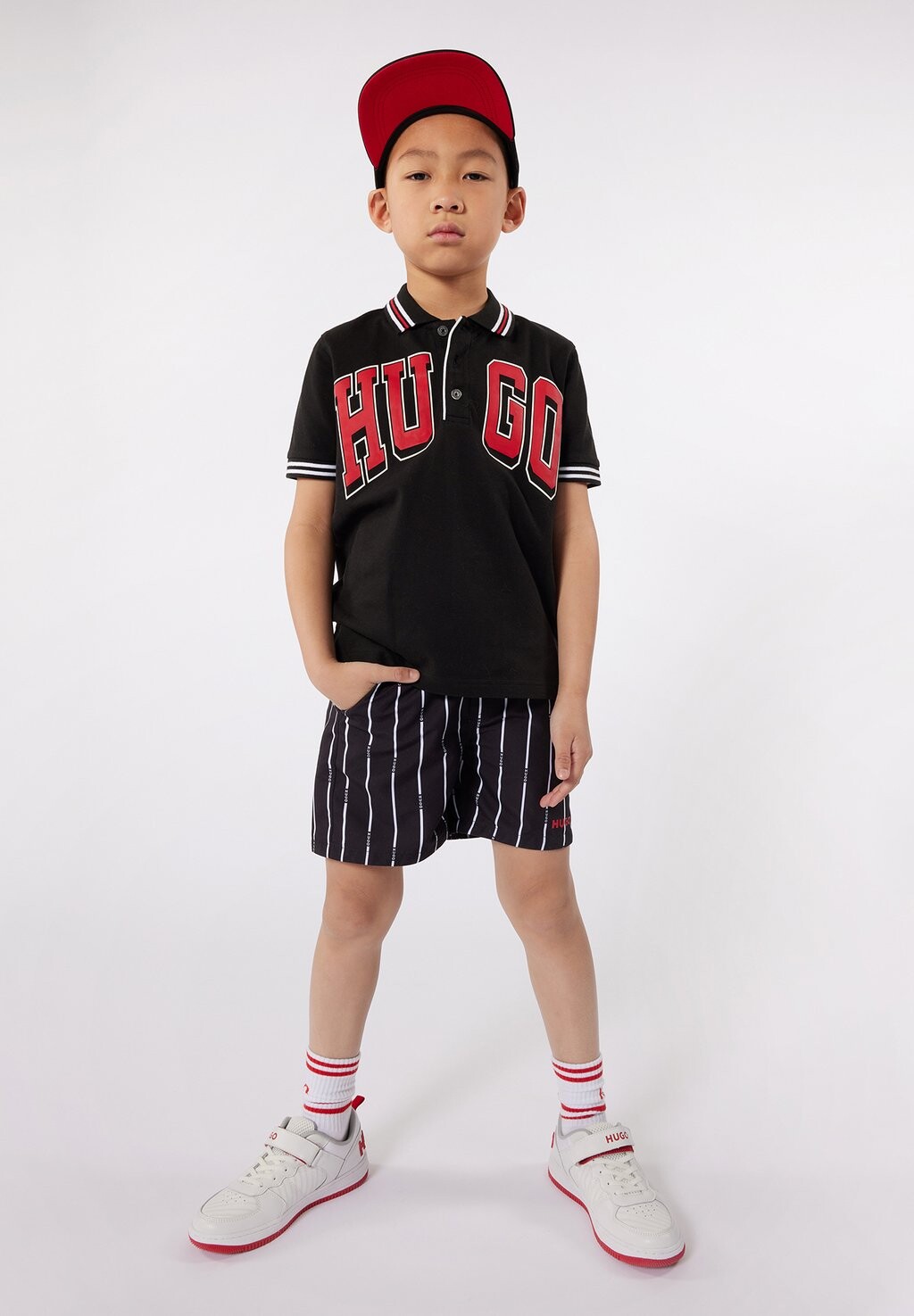 Рубашка-поло SHORT SLEEVE HUGO Kids, цвет black рубашка поло short sleeve hugo kids цвет black