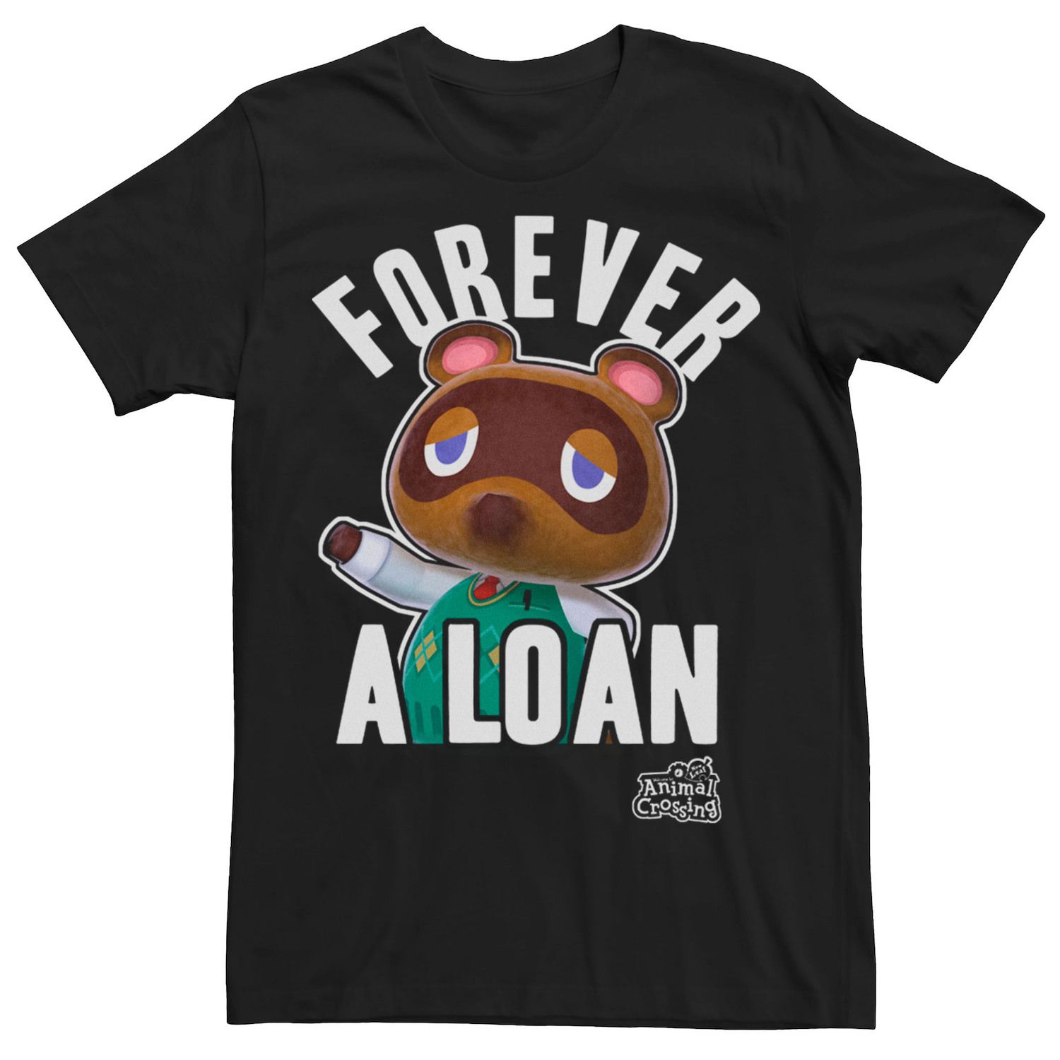 Мужская футболка Nintendo Animal Crossing Tom Nook Forever Loan Forever Licensed Character game peripheral animal crossing isabelle keychain tom nook anime figure animals striped bass rutabaga model toys christmas gifts