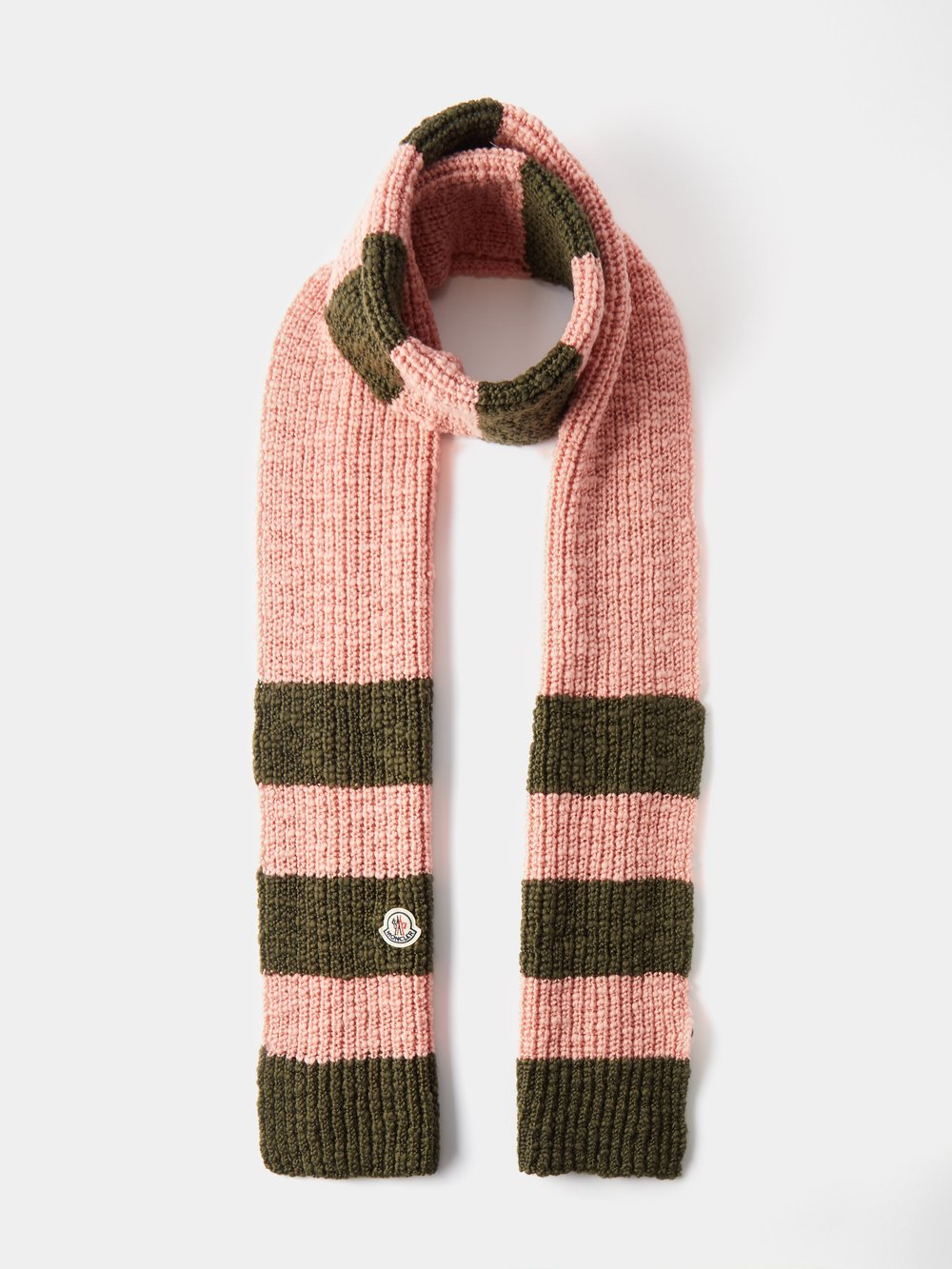 Полосатый шарф из смесовой шерсти Moncler, розовый